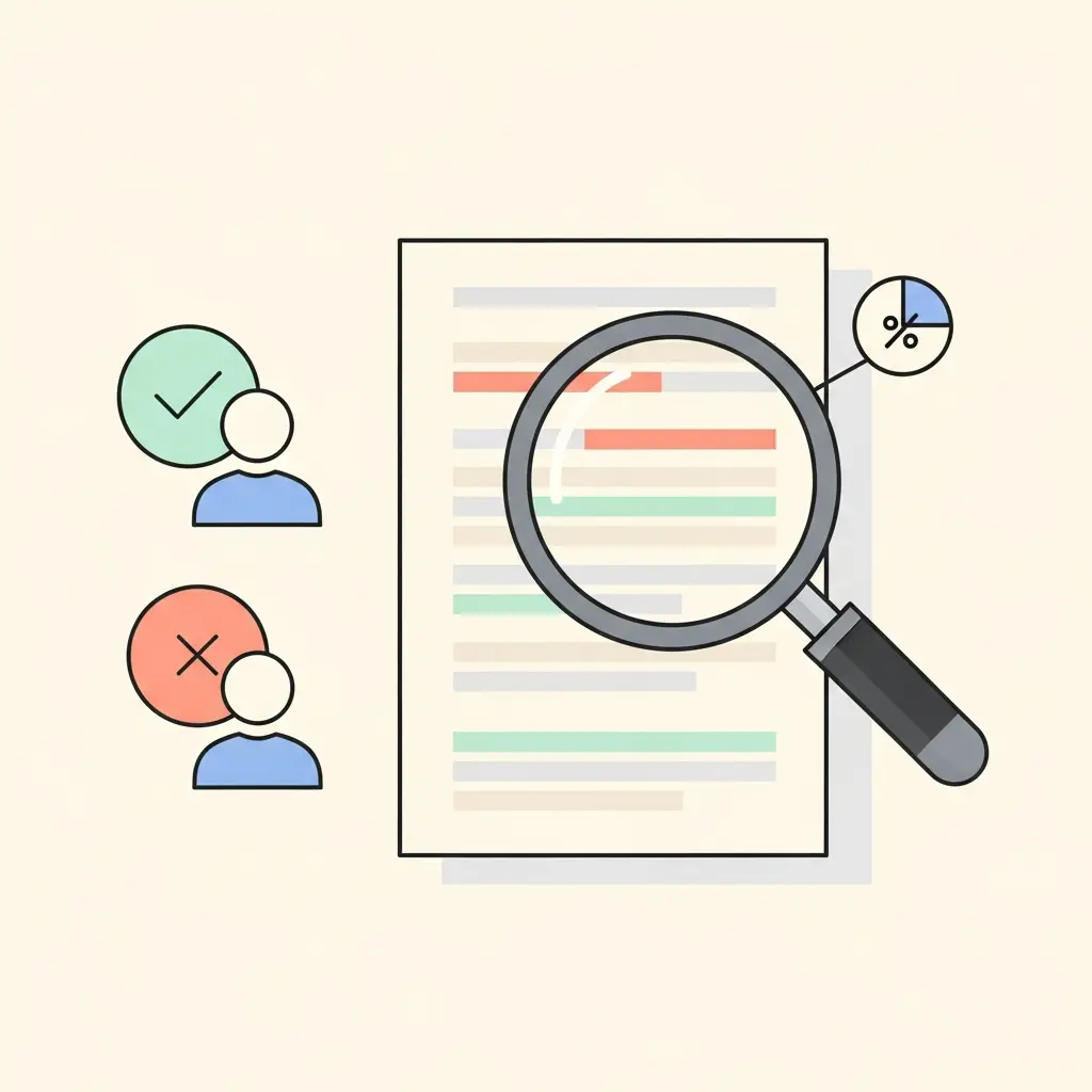 Representação visual de sistemas de deteção de IA e os seus erros, mostrando falsos positivos em textos académicos