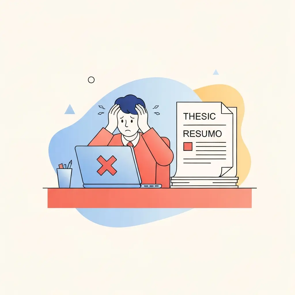 Estudante frustrado com rejeição de tese no computador