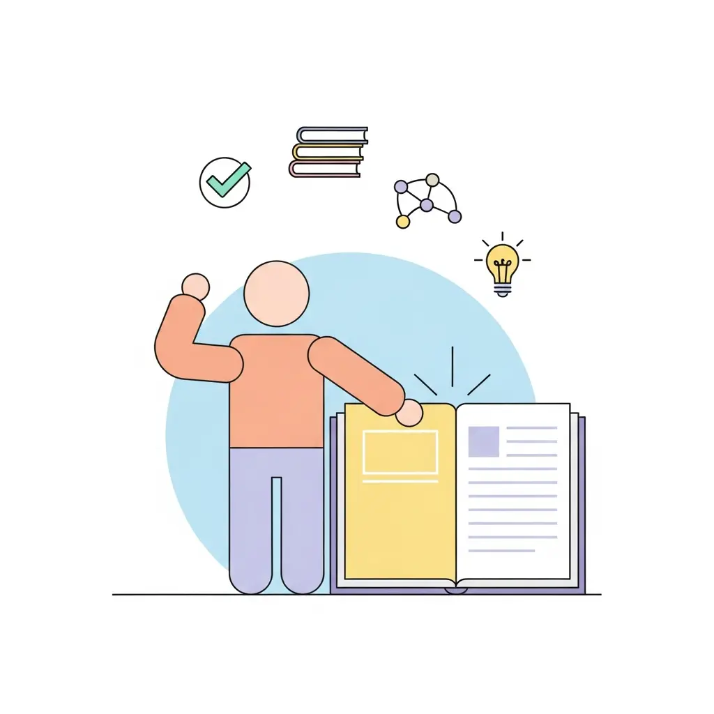 Ilustração de tribunal mostrando a analogia entre resultados de tese como provas, discussão como argumentação do advogado, e conclusão como veredito final