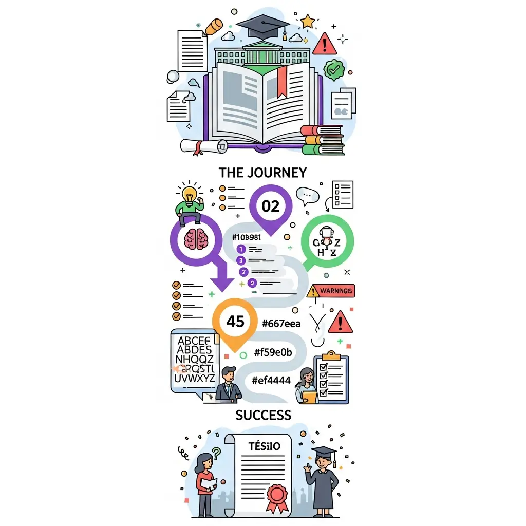 Infográfico vertical resumindo o guia completo de elementos pré-textuais em teses portuguesas com checklist visual