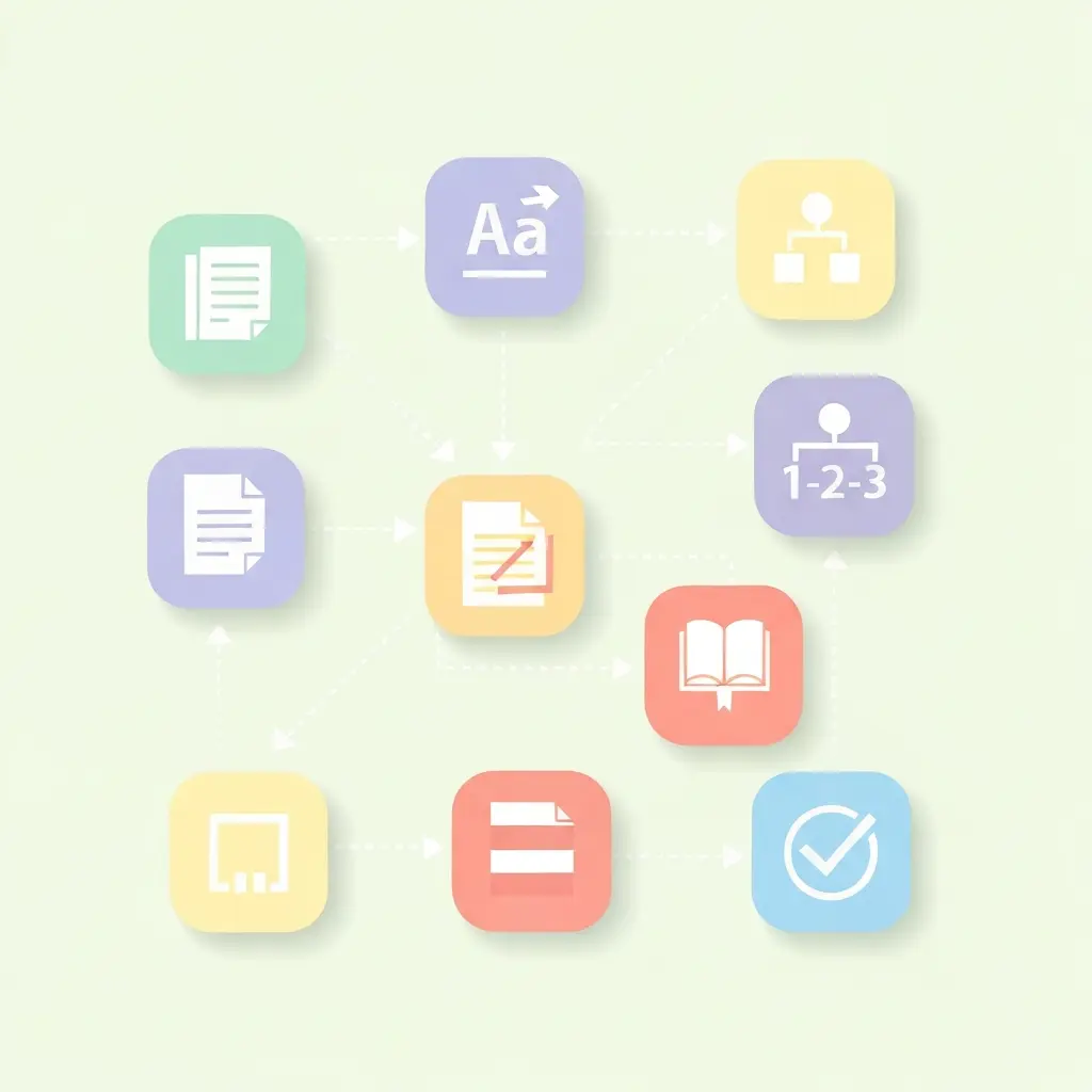 Diagrama visual mostrando os 9 passos sequenciais da formatação de tese: configurar página, aplicar estilos, criar hierarquia, numerar secções, gerar sumário, formatar pré-textuais, inserir referências, configurar cabeçalhos e revisão final