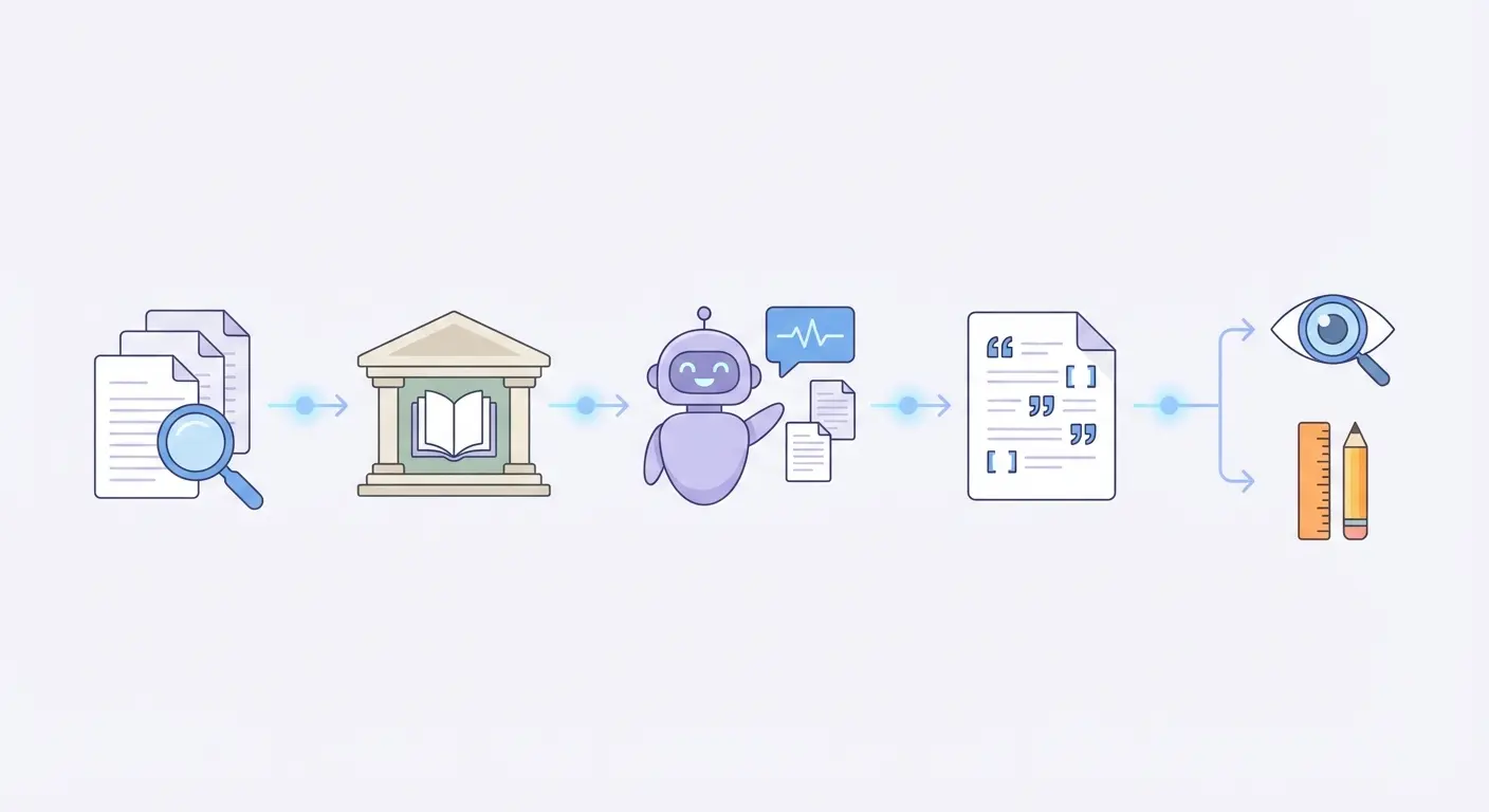 Workflow de IA para tese: pesquisa automatizada, gestão de fontes, geração de outline, redação assistida, revisão e formatação