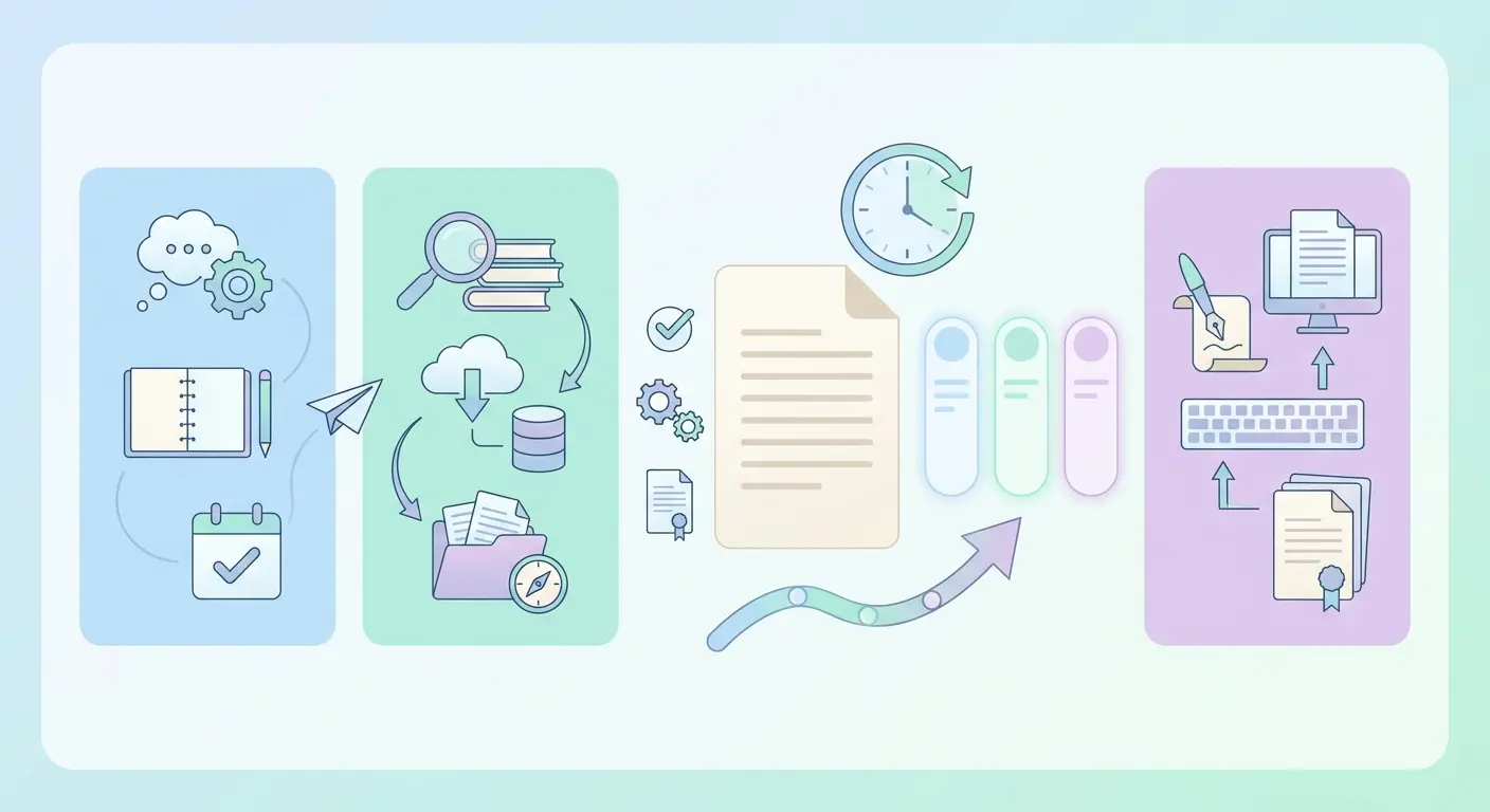 Plano de escrita de tese de mestrado dividido em três blocos de 20 dias com fases de investigação, escrita e revisão