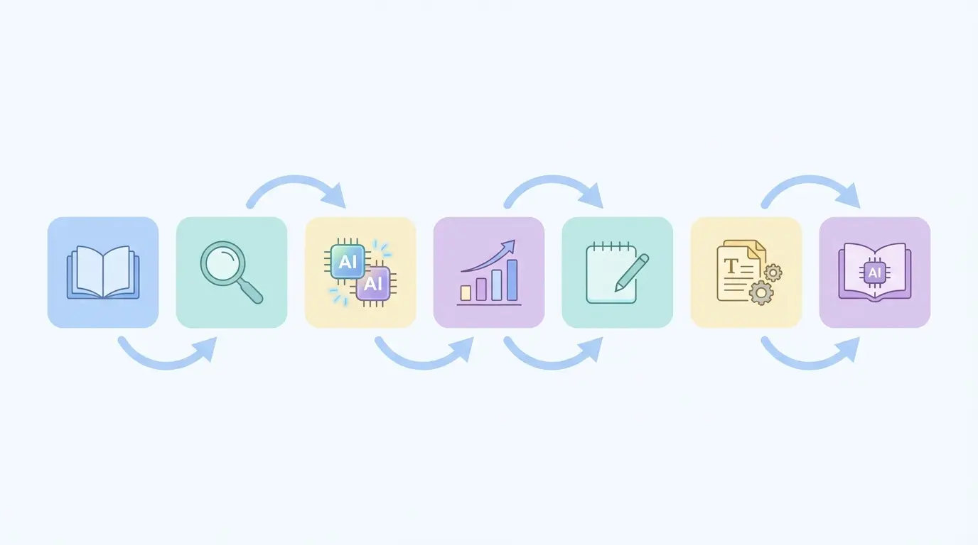 Infográfico com plano de 7 dias para escrever tese com inteligência artificial, mostrando etapas desde estrutura até entrega final