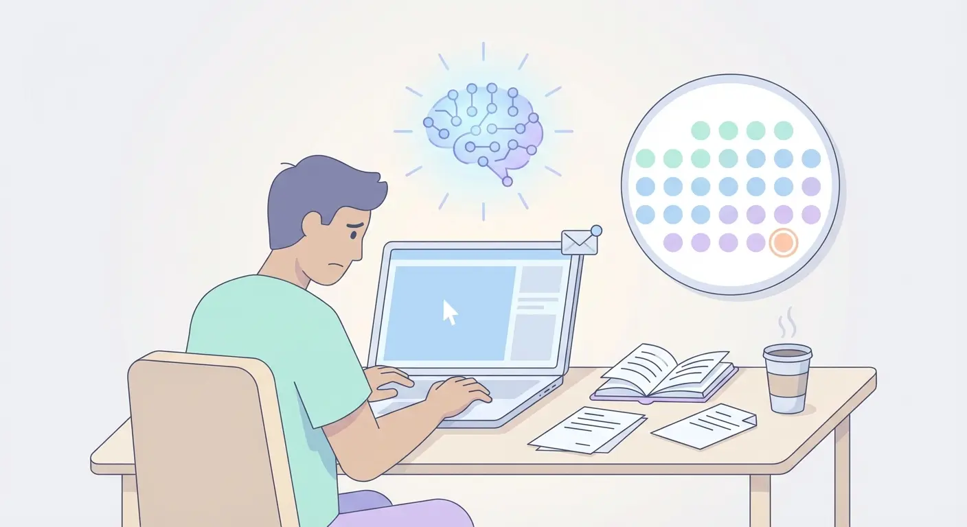 Ferramenta IA para tese — estudante com laptop e contagem regressiva 30 dias, imagem que ilustra como usar IA para completar a tese rapidamente