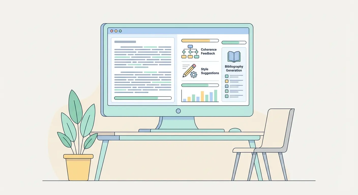 Interface do editor IA do Tesify para escrita de tese de mestrado com feedback académico em tempo real