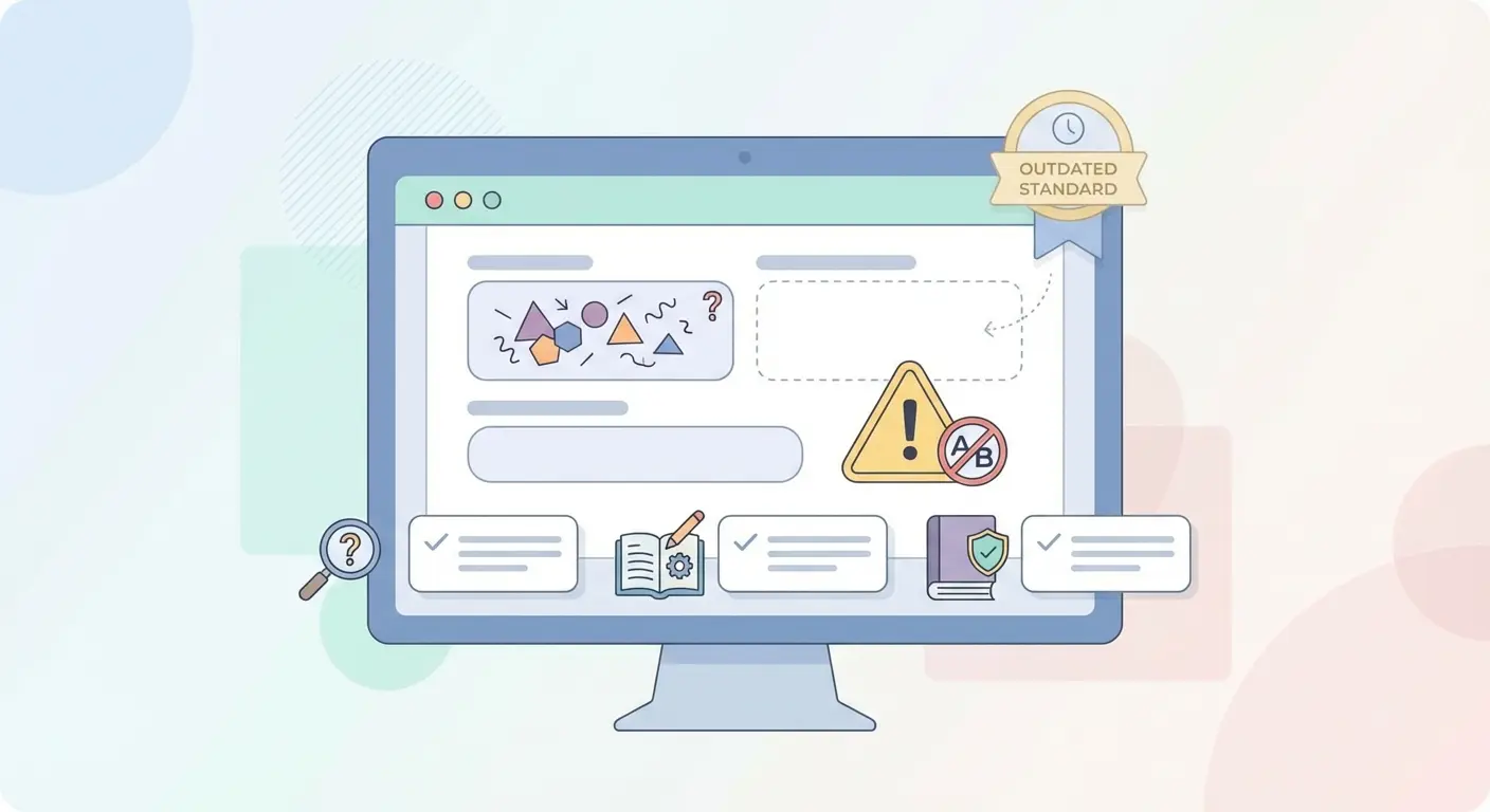 Ilustração de erros comuns no gerador de referências ABNT — campos incompletos, aviso de norma desatualizada e checklist de correção para TCC