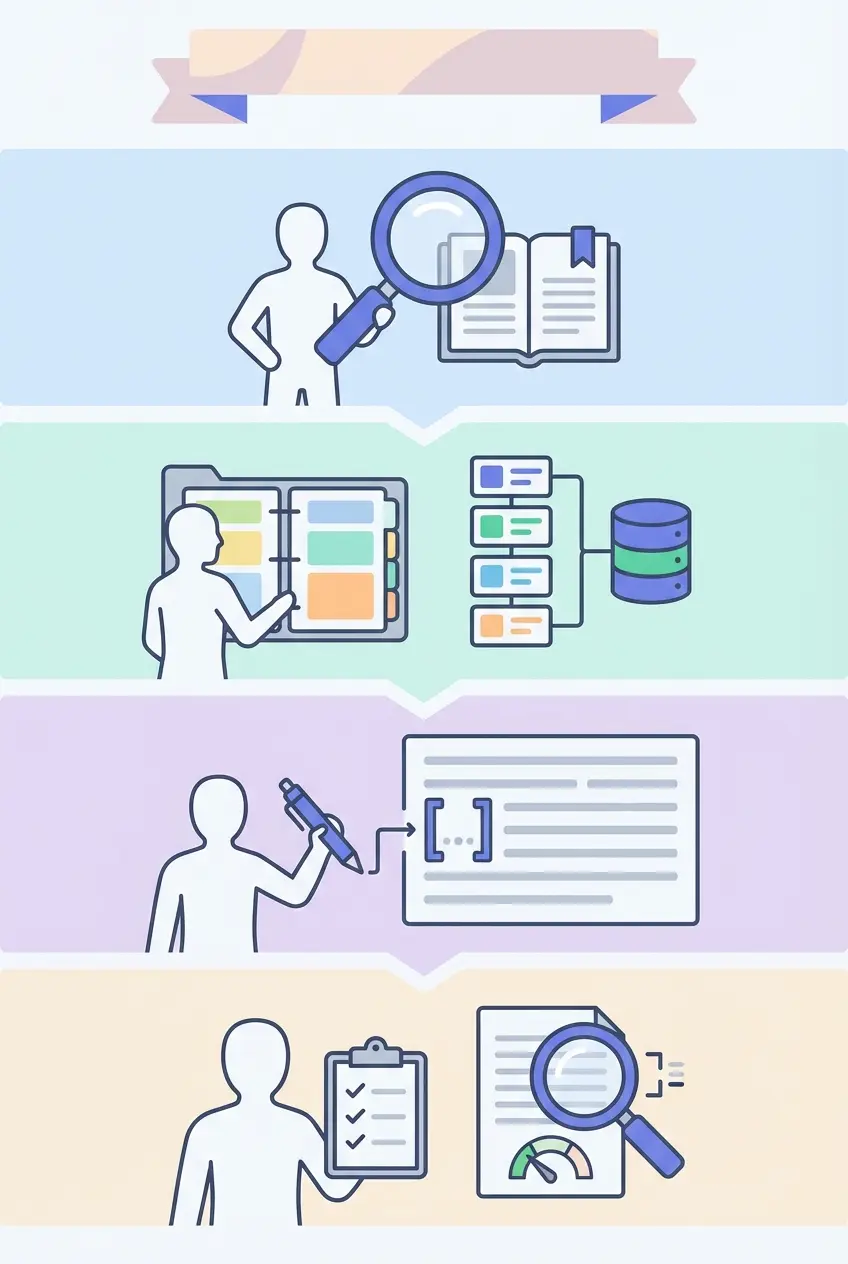 Infográfico método BEST para citações no TFC — Buscar, Estruturar, Sistematizar, Testar