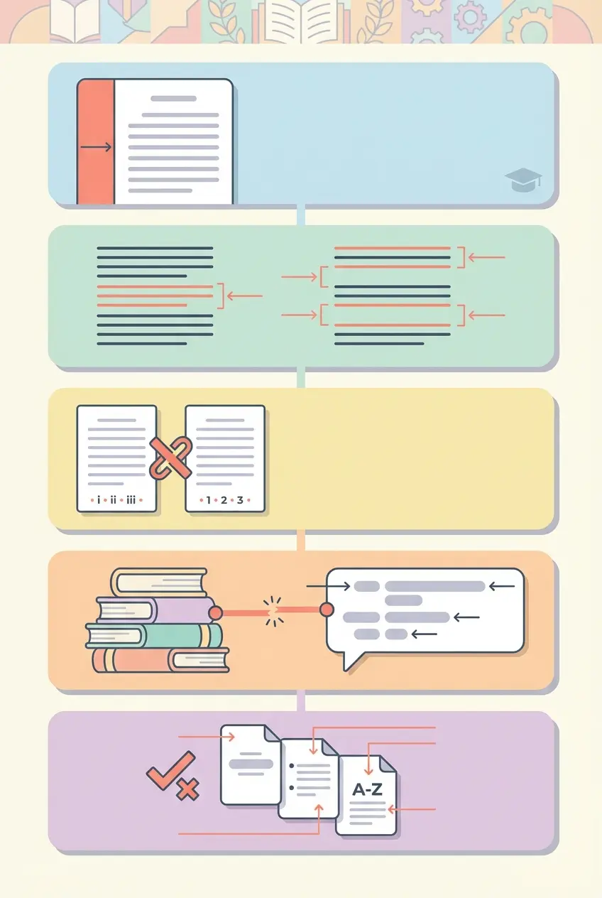 Infográfico formatação de tese — 5 erros fatais: margens, espaçamento, numeração, referências e elementos pré-textuais