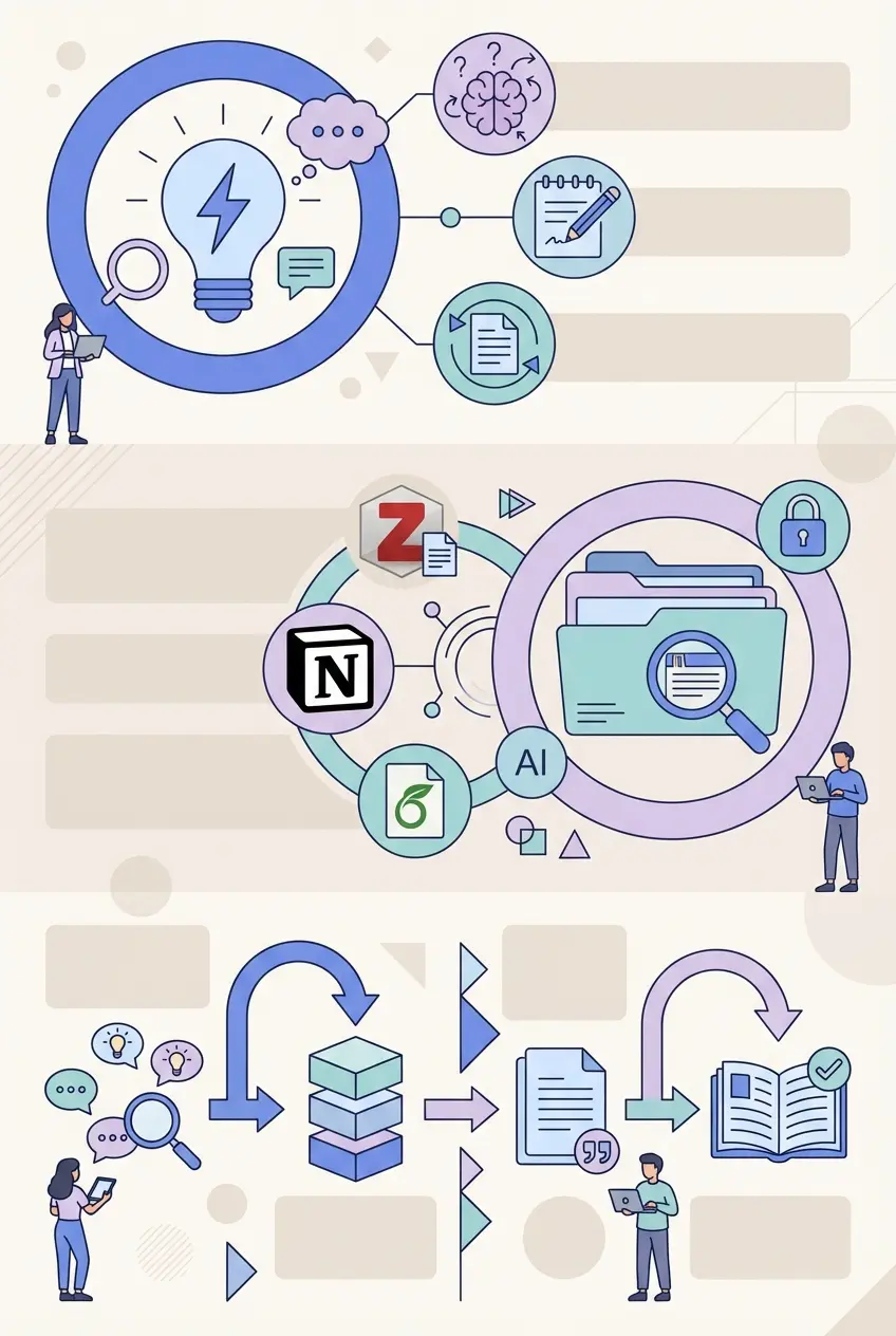 Infográfico: IA generativa vs IA de gestão científica — quando usar cada uma na tese