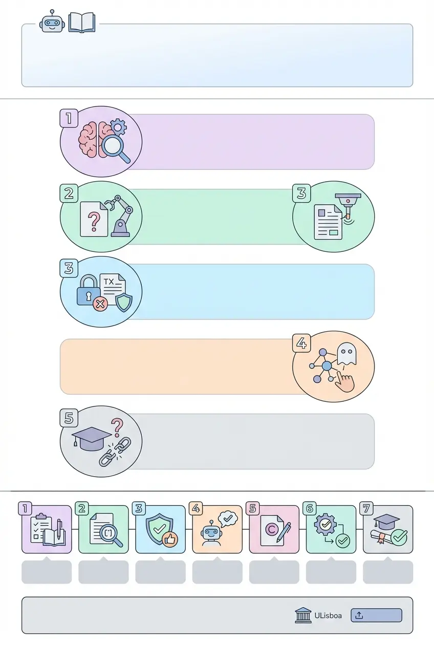 Infográfica vertical resumindo mitos e passos para usar IA em teses na ULisboa