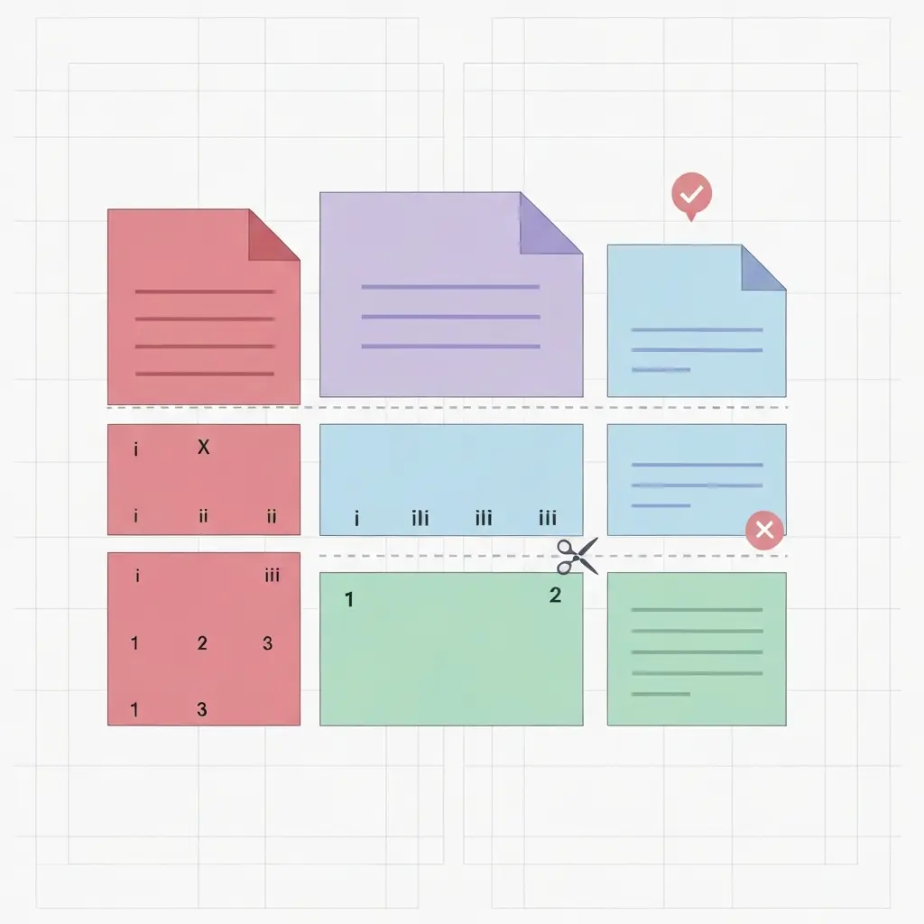 Infográfico com a estrutura de paginação de uma tese: numeração romana minúscula nos elementos pré-textuais e numeração árabe no corpo do texto, com a capa sem número visível