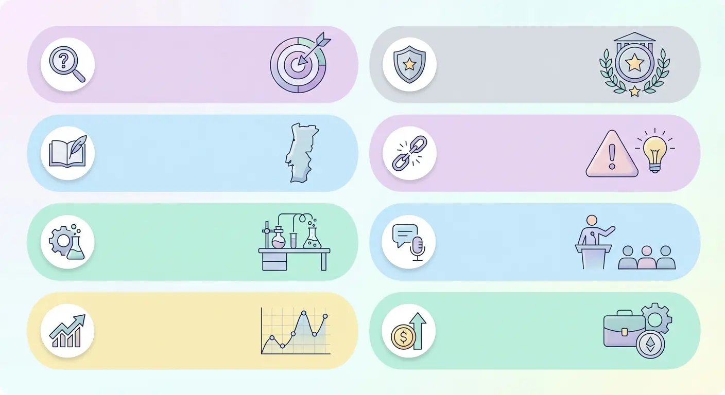 Infográfico vetorial com ícones representando um checklist de 8 pontos para preparar um TFC em hidrogénio — design educativo e minimalista