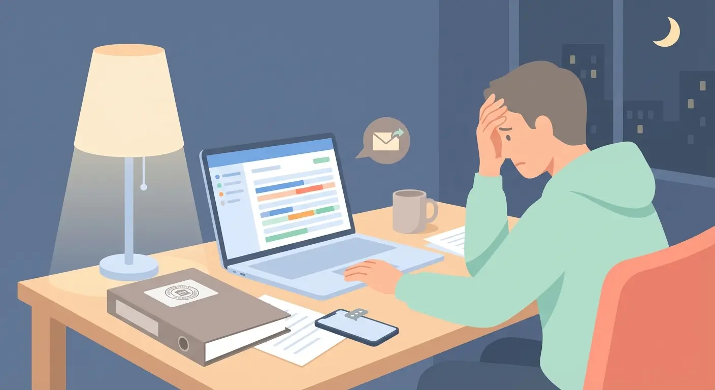 ULisboa verifica IA nas teses — estudante a receber notificação do Turnitin no portátil à noite