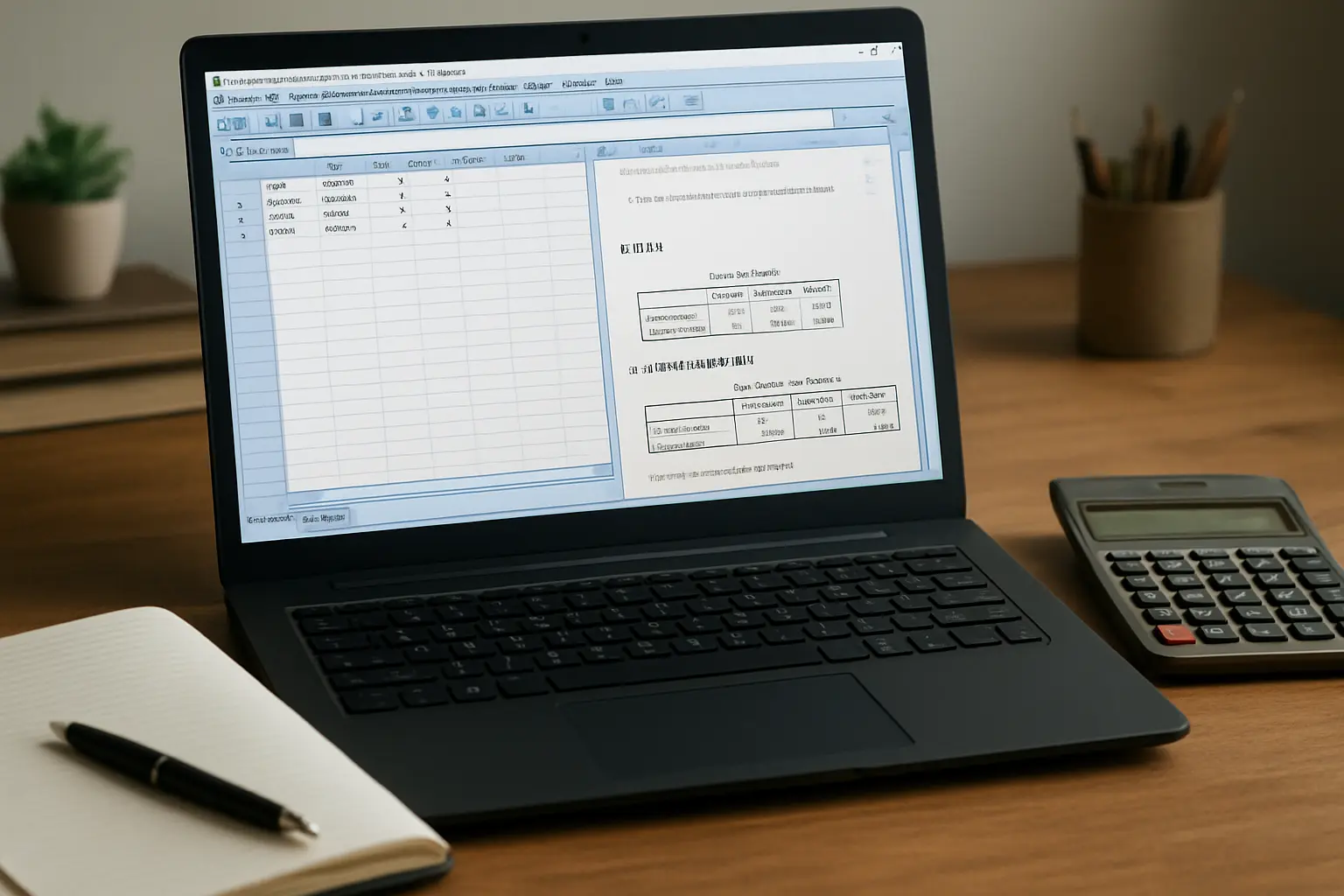 Ecrã de portátil a mostrar o software SPSS com resultados de um teste estatístico para a tese