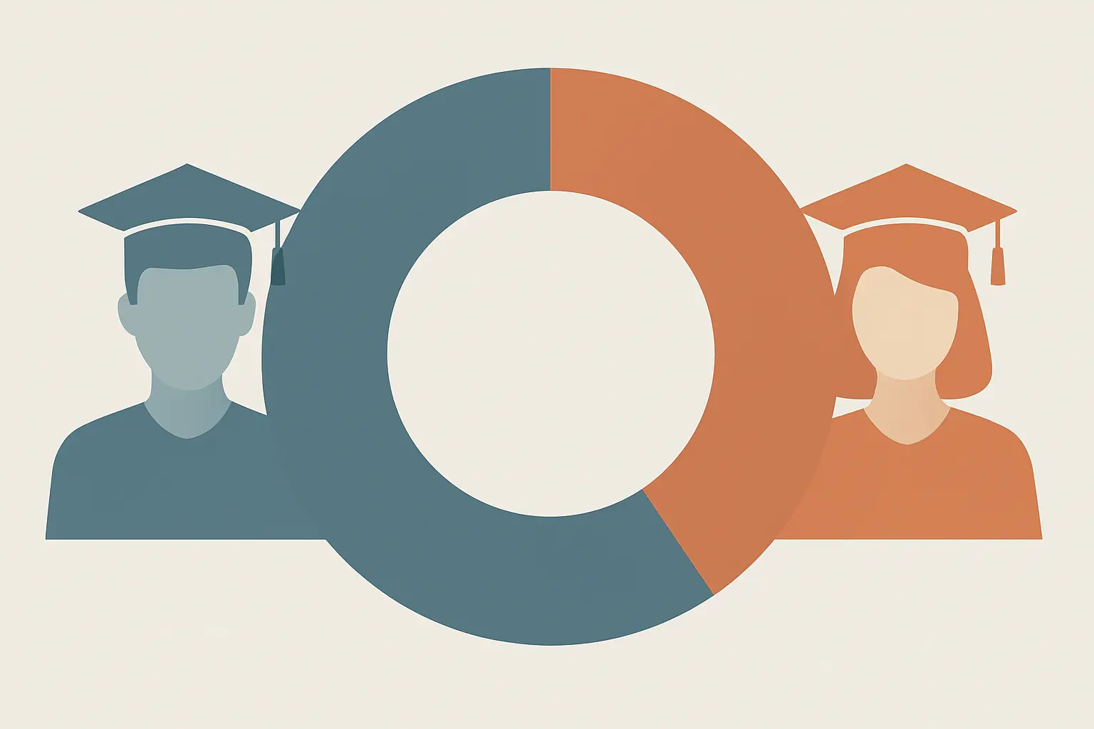 Gráfico ilustrativo da distribuição de diplomados do ensino superior por género