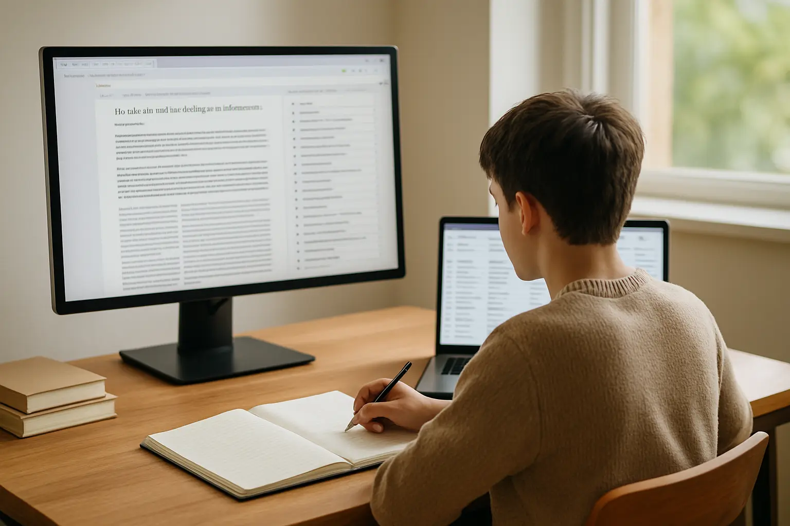 Estudante a capturar referências bibliográficas para o gestor de referências
