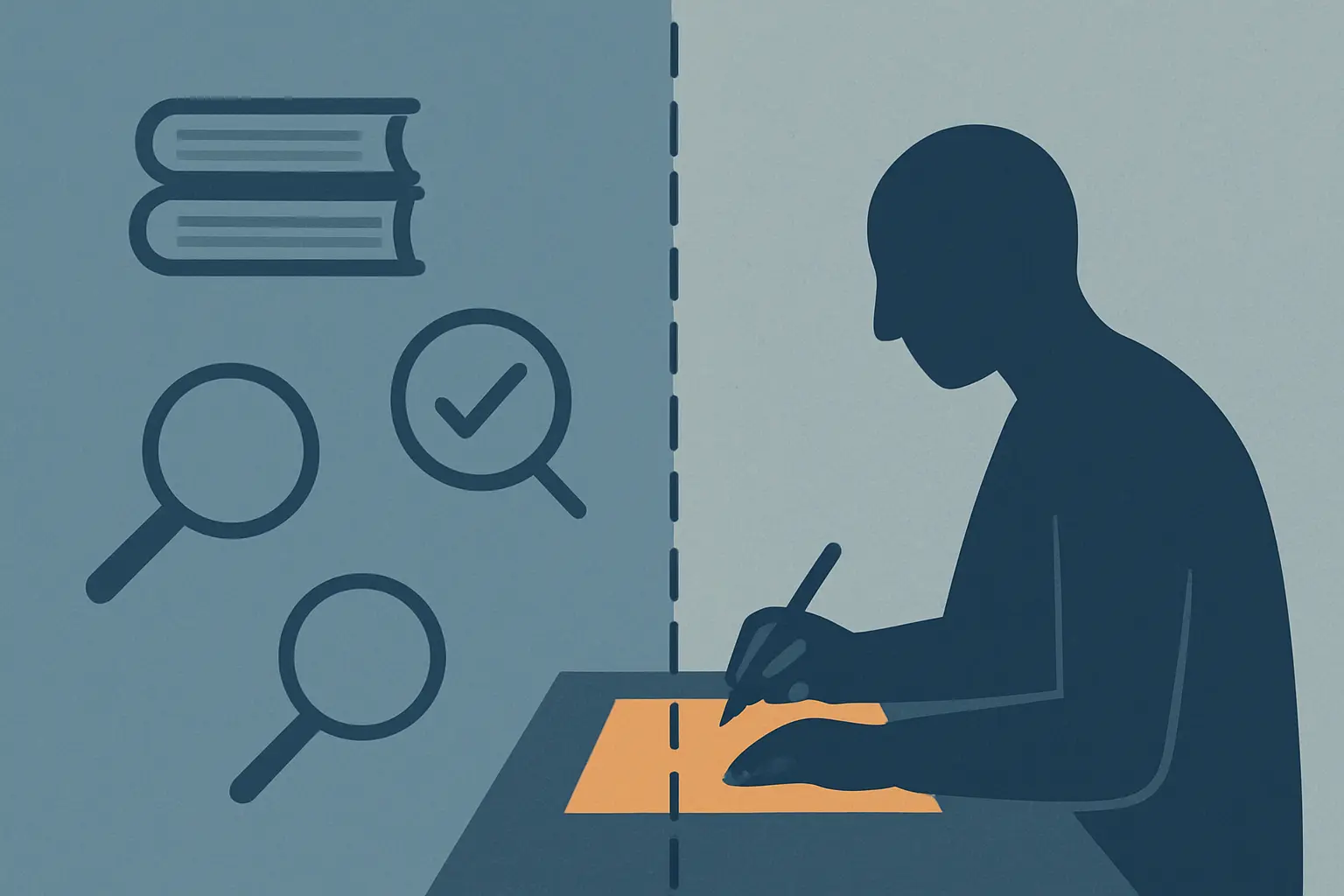 Ilustração da fronteira entre tarefas de apoio permitidas por IA e a autoria intelectual do estudante
