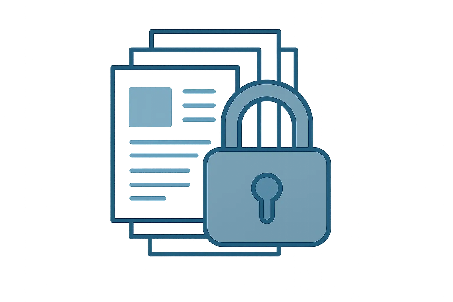 Ícone de cadeado sobre documentos digitais representando a proteção de dados académicos no Tesify