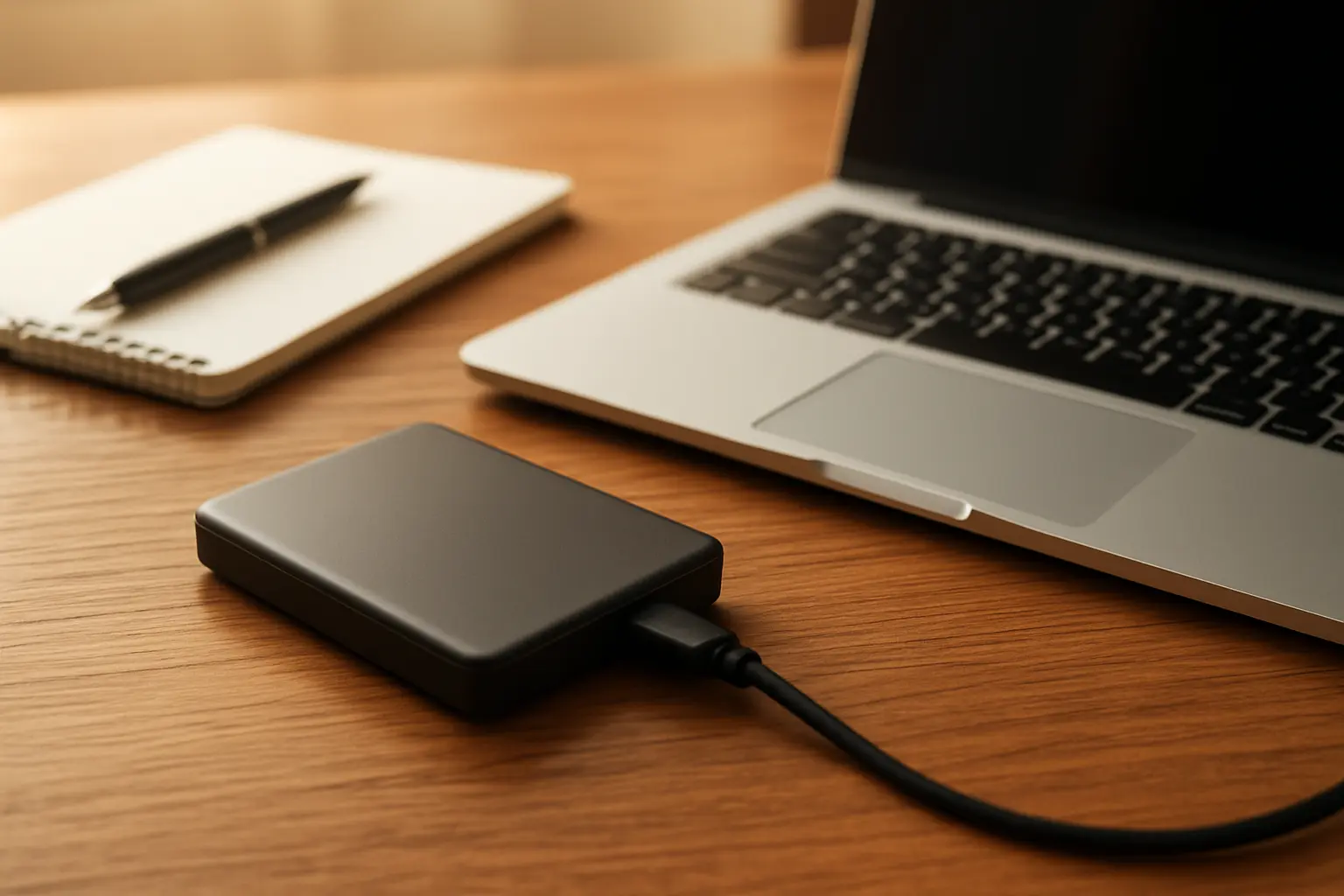 Disco rígido externo ligado a um portátil como cópia de segurança offline da tese
