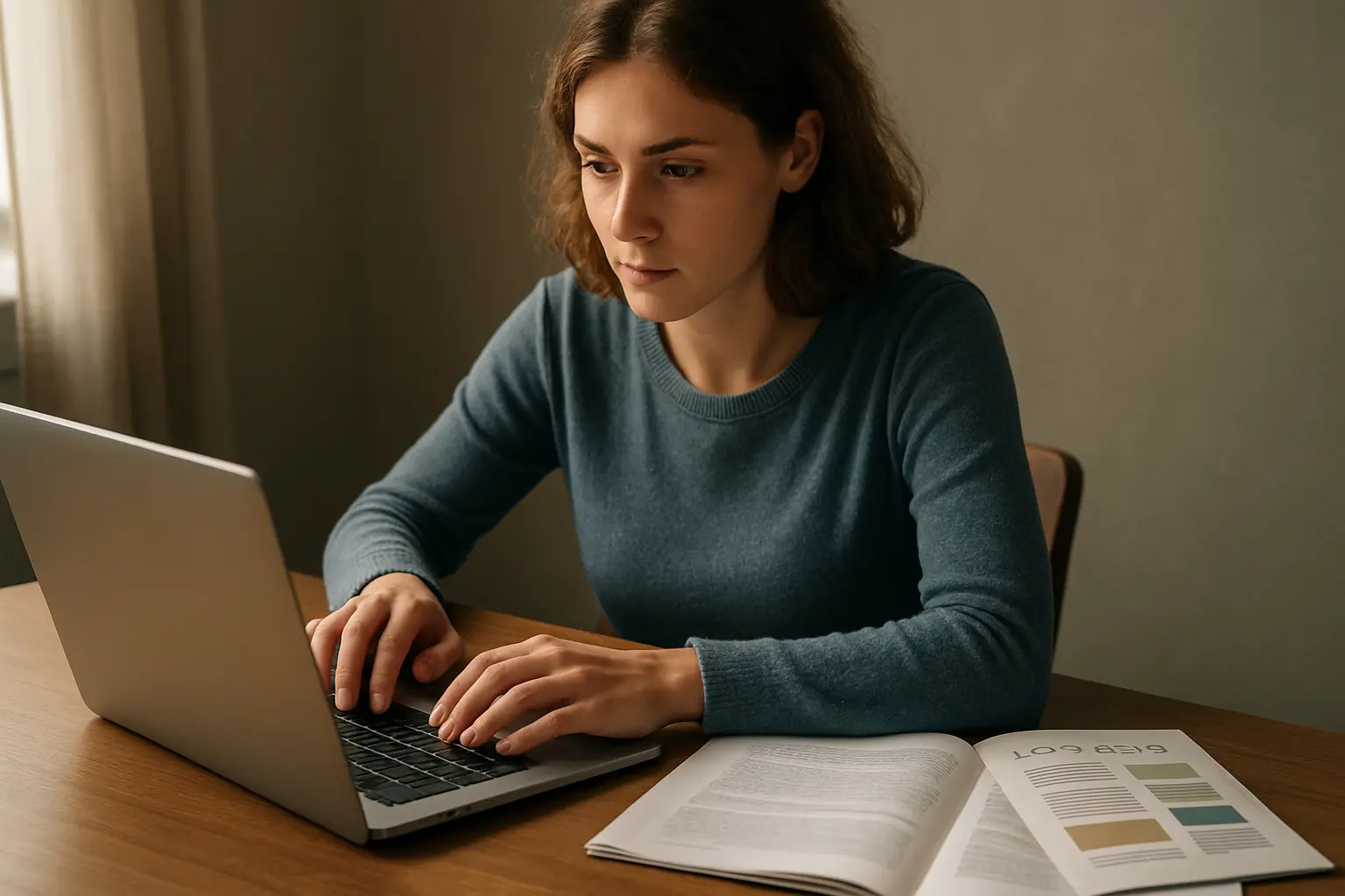 Estudante formatando monografia acadêmica em um notebook