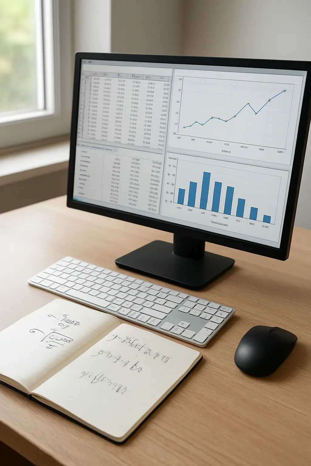 Ecrã com software de análise estatística durante uma formação online