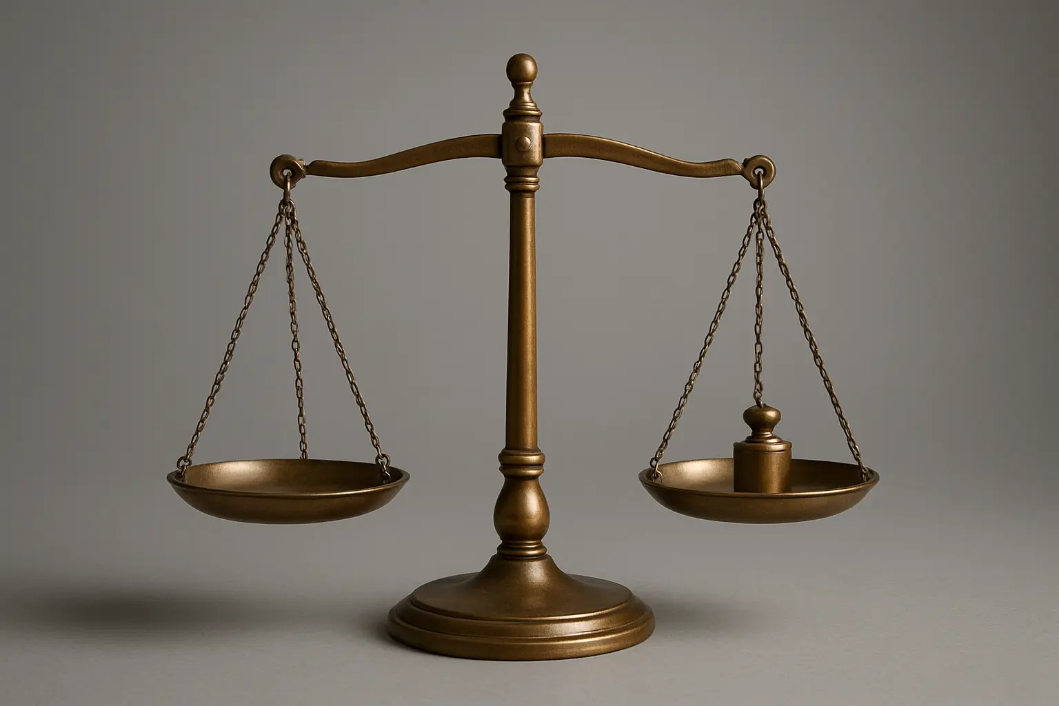 Balança de pratos equilibrada por um peso adicional colocado num dos lados