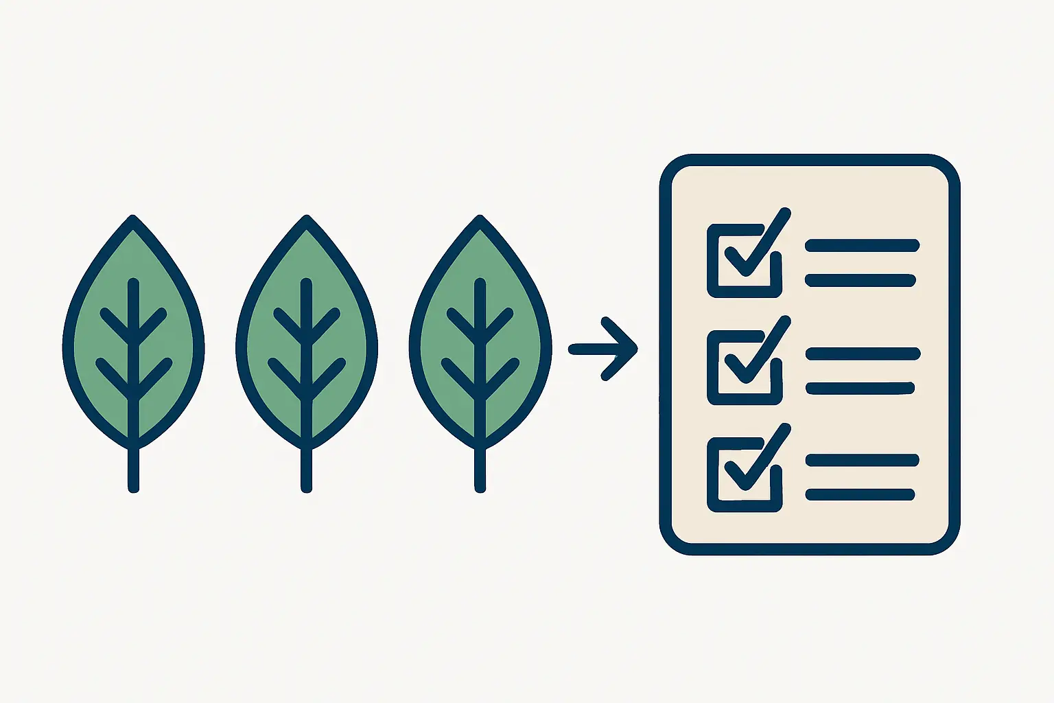 Diagrama de três folhas idênticas ligadas a uma lista de verificação, ilustrando réplicas biológicas
