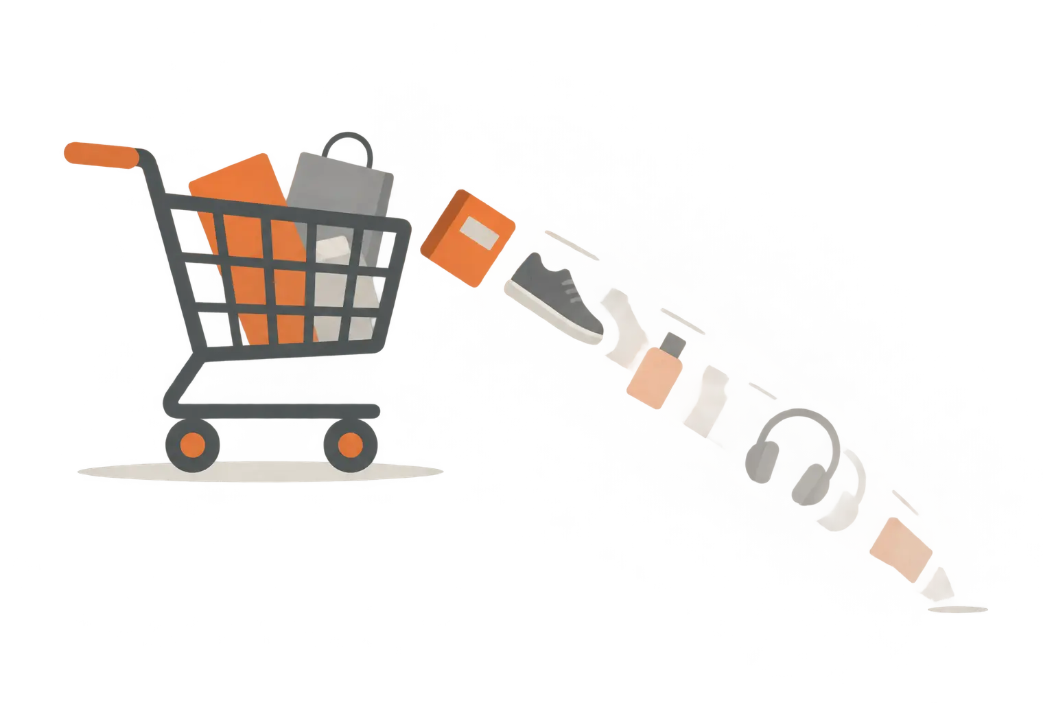 Ilustração conceptual de abandono de carrinho de compras numa loja online