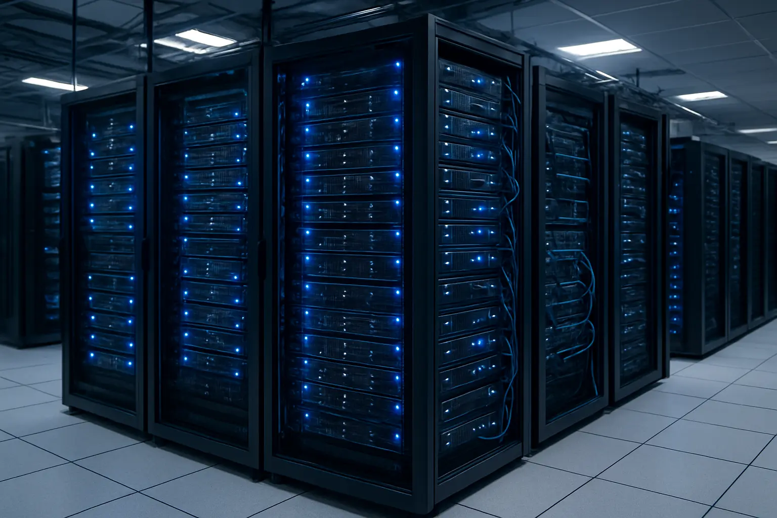 Servidores com GPU num laboratório de computação universitário