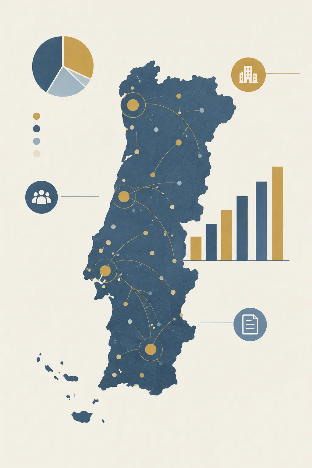 Ilustração de dados nacionais sobre o tecido empresarial de pequenas e médias empresas em Portugal